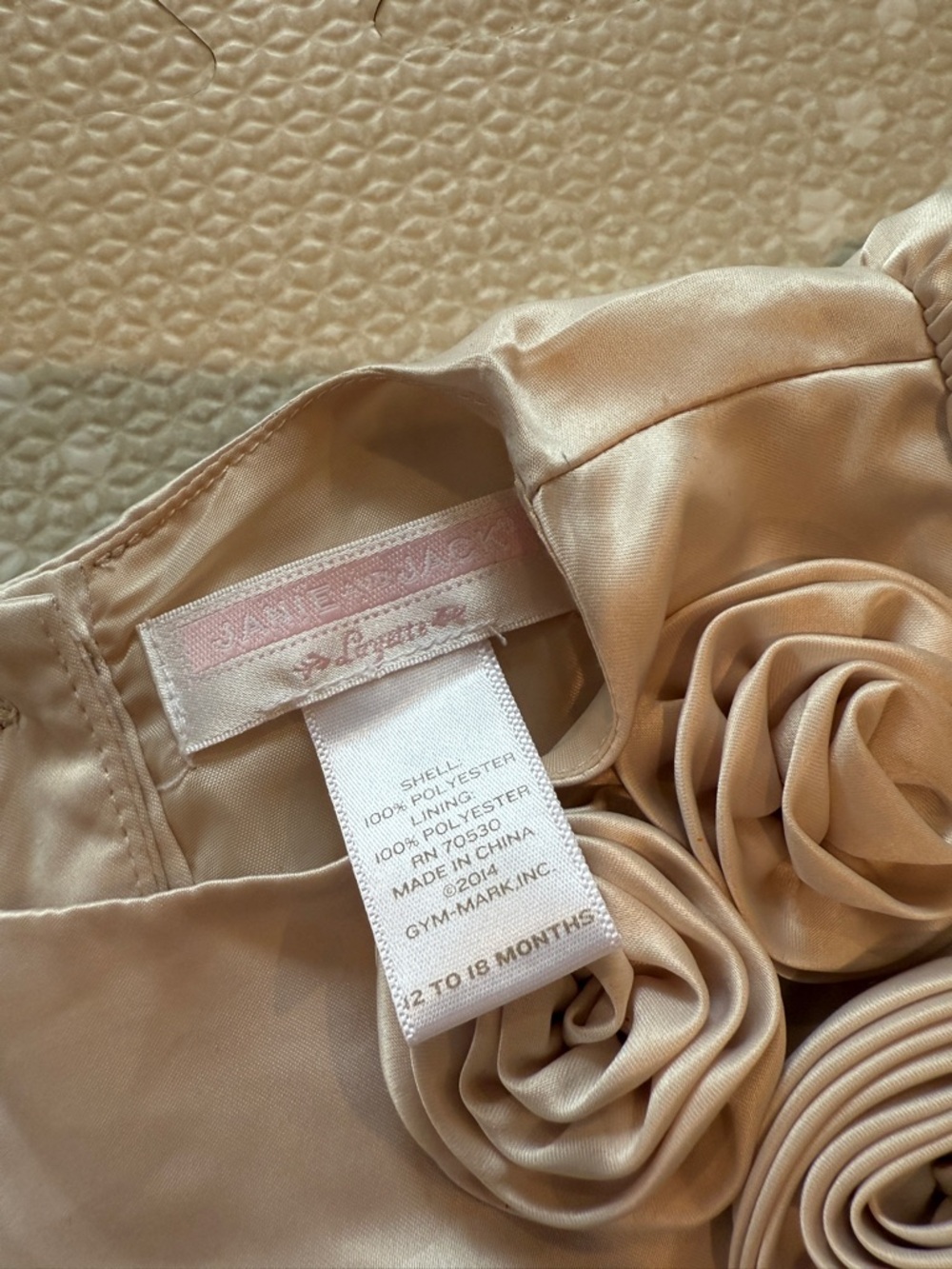 Janie and Jack Blush Pink Satin Flowered Bubble Dress - Picture 3 of 4